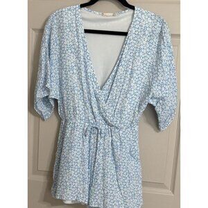 ALTAR’D STATE BLUE FLORAL DETAILS ROMPER LINED SMALL